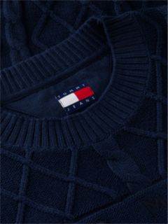 Tommy Jeans Flag Logo Cable Knit Sweater — Dark Blue 6