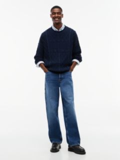 Tommy Jeans Flag Logo Cable Knit Sweater — Dark Blue 2