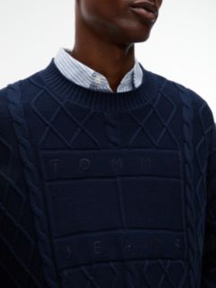 Tommy Jeans Flag Logo Cable Knit Sweater — Dark Blue 3
