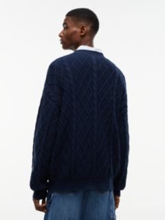Tommy Jeans Flag Logo Cable Knit Sweater — Dark Blue 4