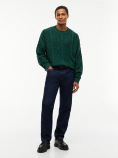 Tommy Jeans Flag Logo Cable Knit Sweater — Velvet Green 2