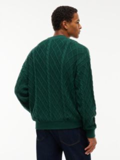 Tommy Jeans Flag Logo Cable Knit Sweater — Velvet Green 4