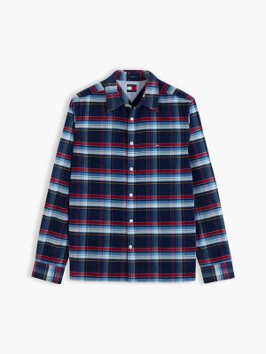 Мужская рубашка Tommy Jeans Check Corduroy, цвет: Синий клетчатый — фото 5