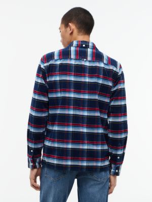 Мужская рубашка Tommy Jeans Check Corduroy, цвет: Синий клетчатый — фото 4