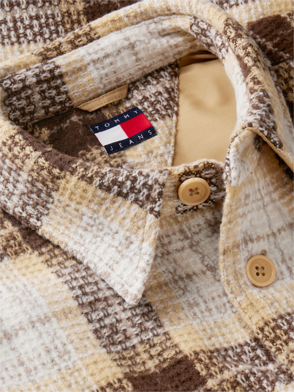 Tommy Jeans Check Overshirt — Sandy Beige