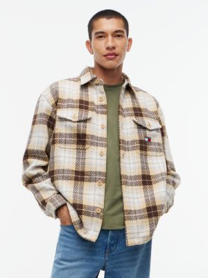 Tommy Jeans Check Overshirt, Sandy Beige