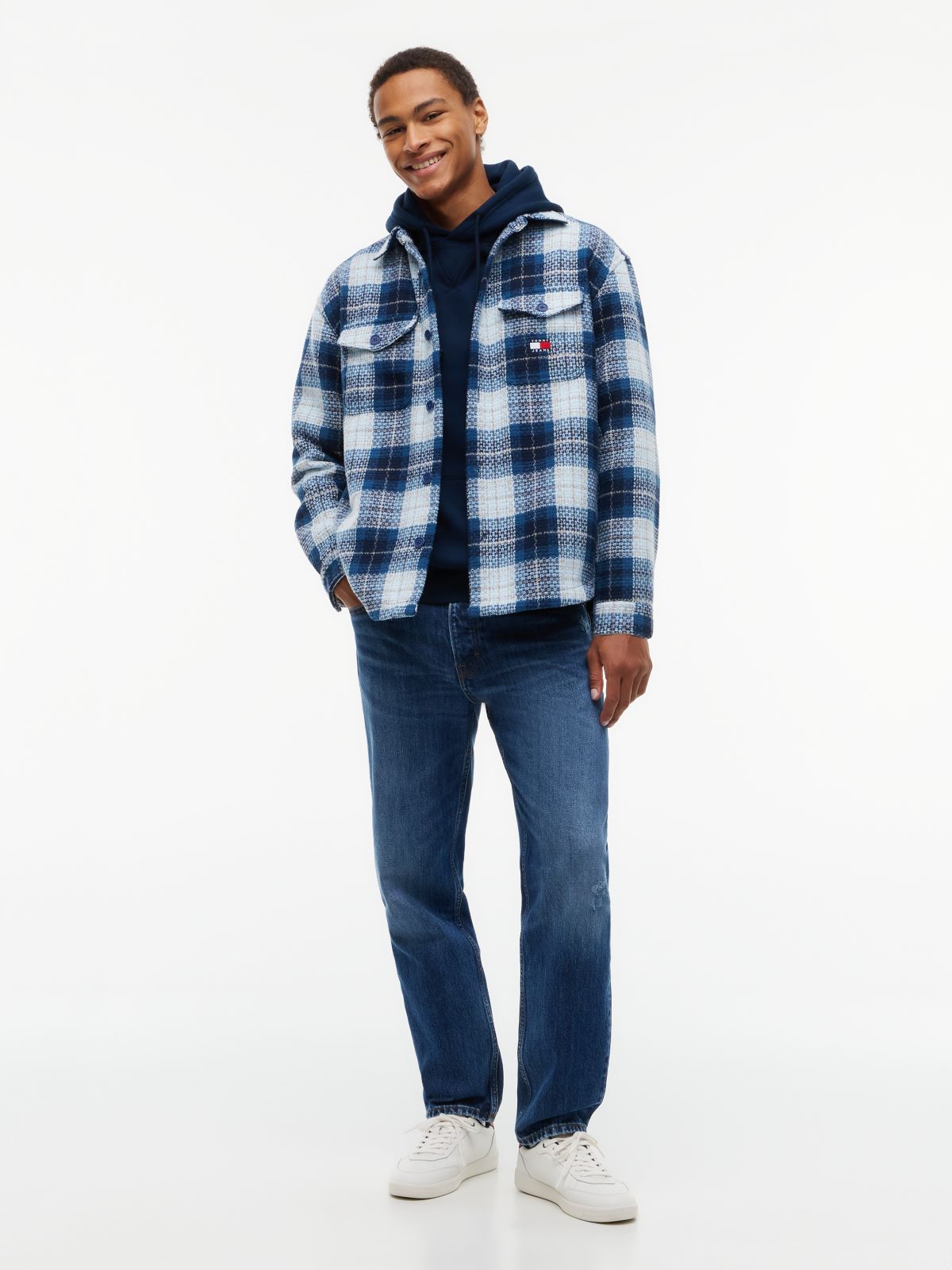 Tommy Jeans Check Overshirt — Navy