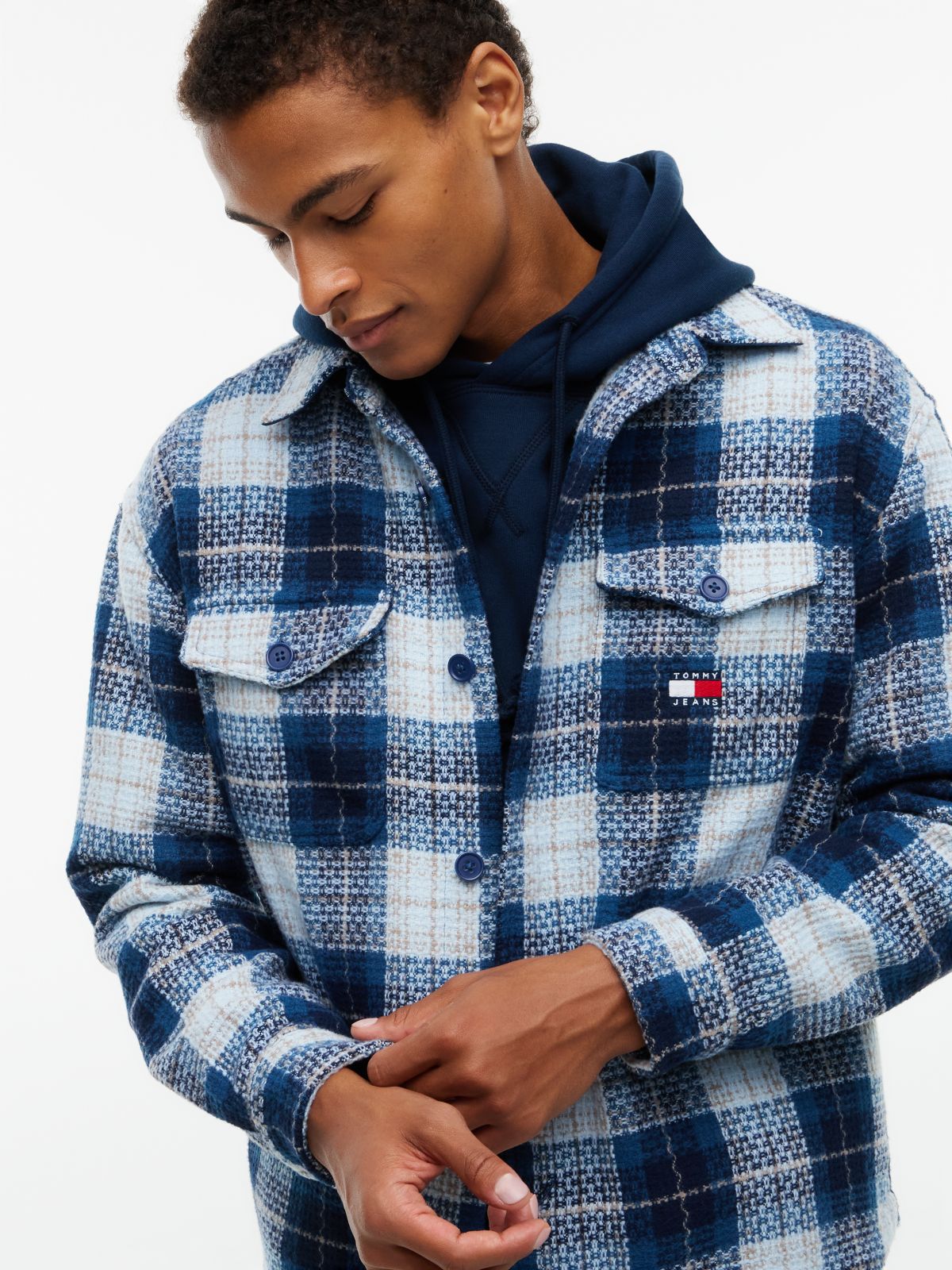 Tommy Jeans Check Overshirt — Navy