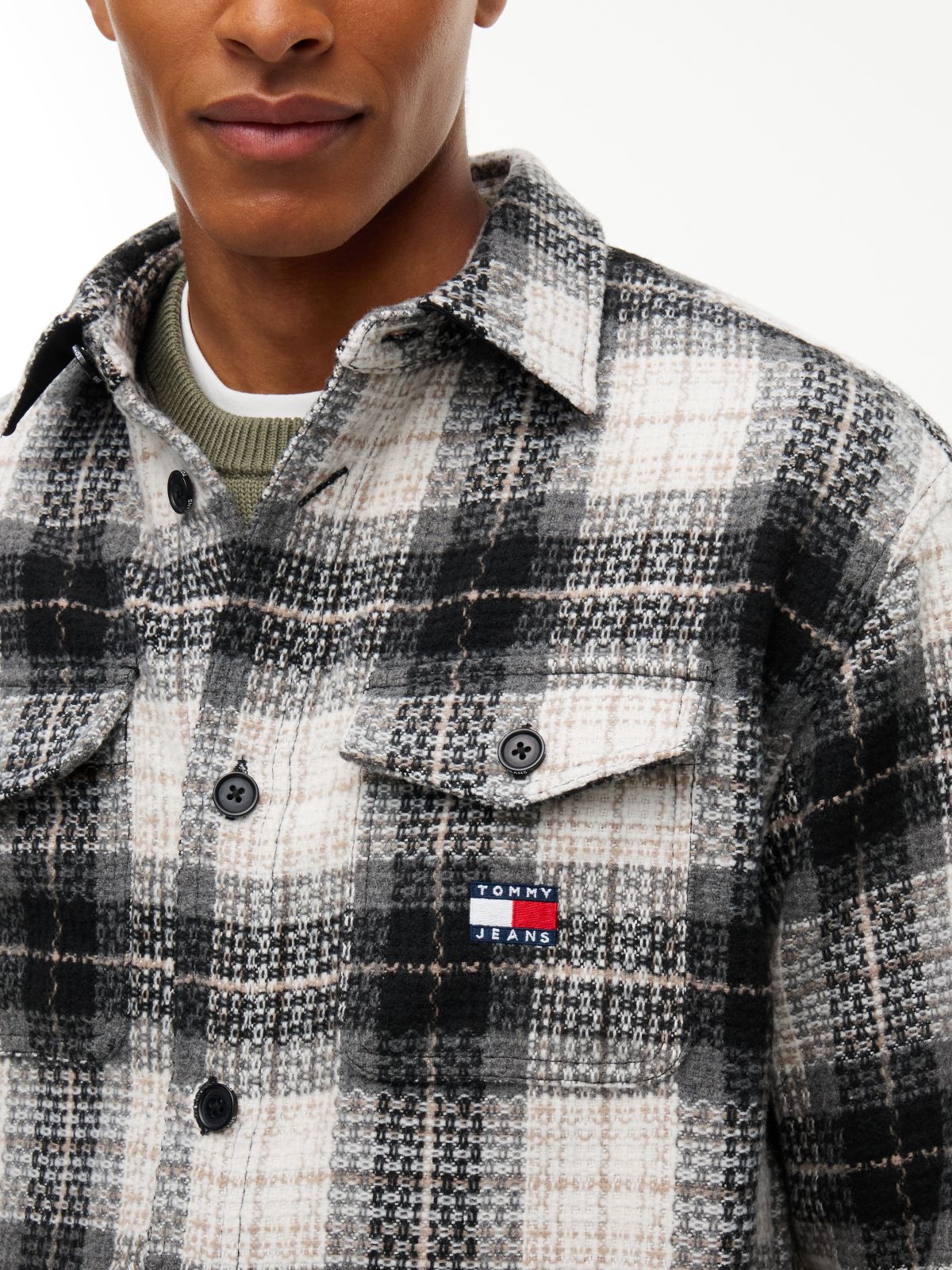 Tommy Jeans Check Overshirt — Black Check