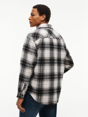 Мужская рубашка Tommy Jeans Check Overshirt, цвет: Чёрный клетчатый — фото 4