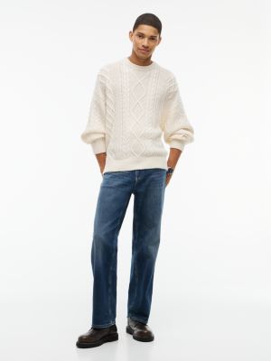 Мужской свитер Tommy Jeans Cable Knit Wool, цвет: Кремовый — фото 2
