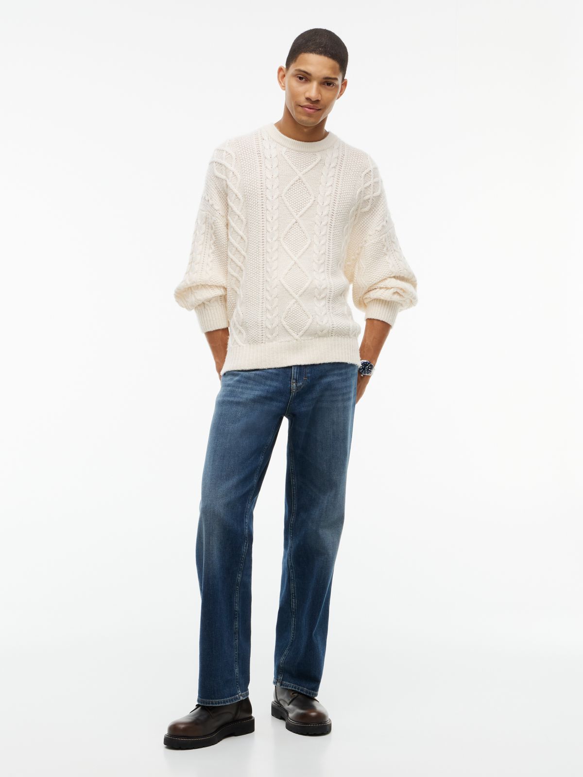 Tommy Jeans Cable Knit Wool Sweater — Cream