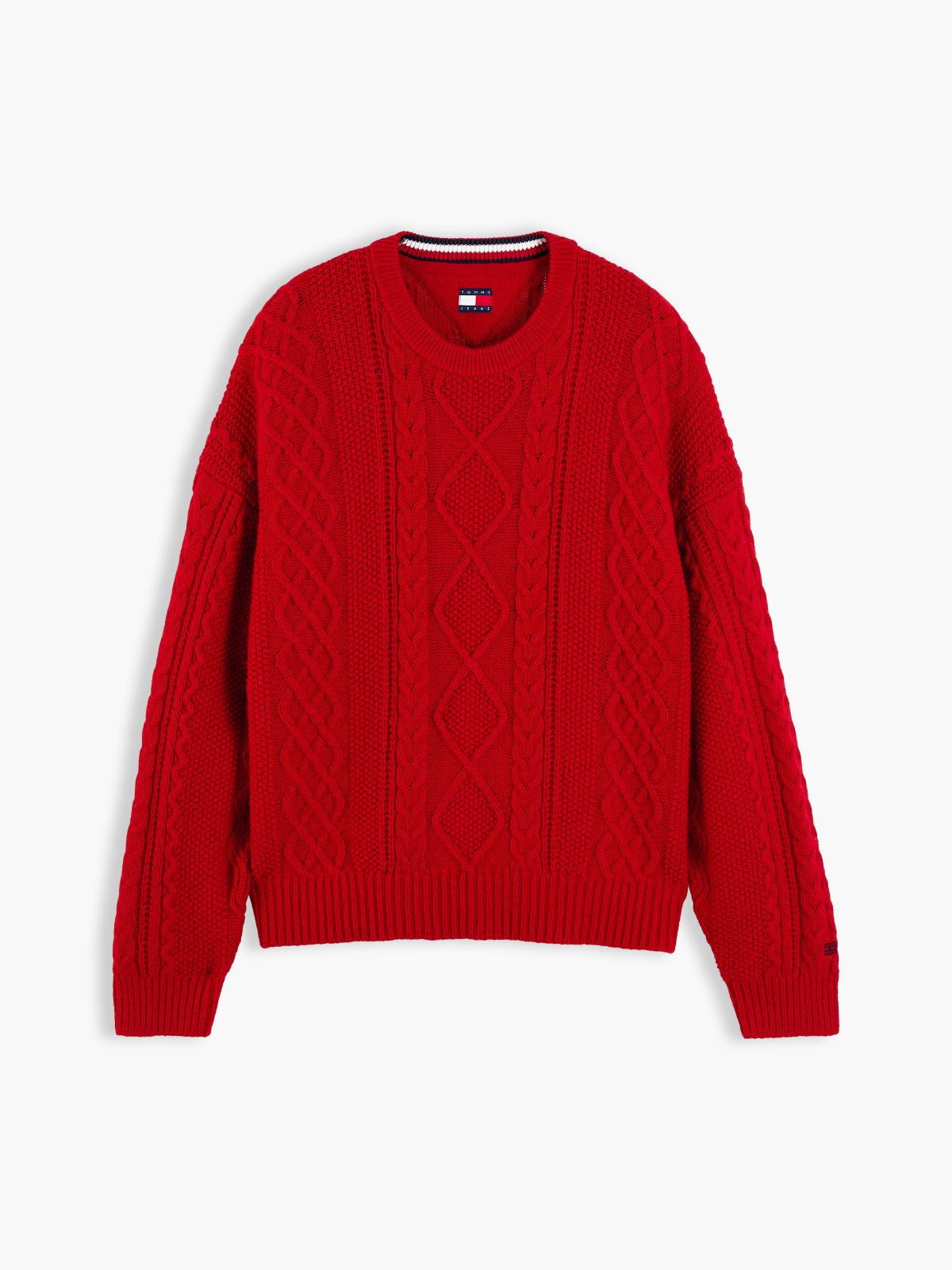 Tommy Jeans Cable Knit Wool Sweater — Scarlet Flare