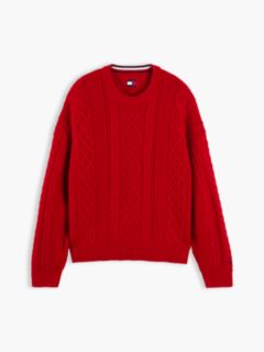Tommy Jeans Cable Knit Wool Sweater — Scarlet Flare 5