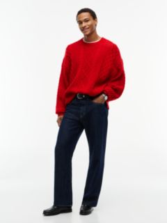 Tommy Jeans Cable Knit Wool Sweater — Scarlet Flare 2