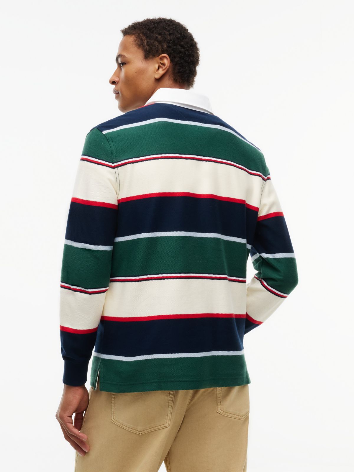 Tommy Jeans Relaxed Striped Rugby Polo — Velvet Green