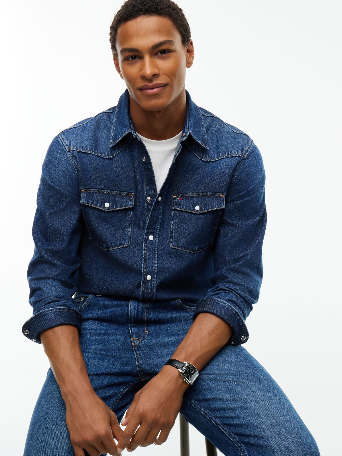 Tommy Jeans Denim Western Shirt — Denim Dark