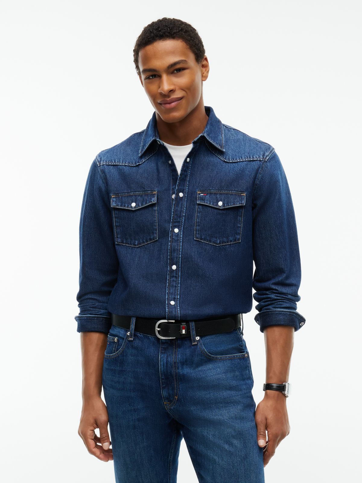 Tommy Jeans Denim Western Shirt — Denim Dark