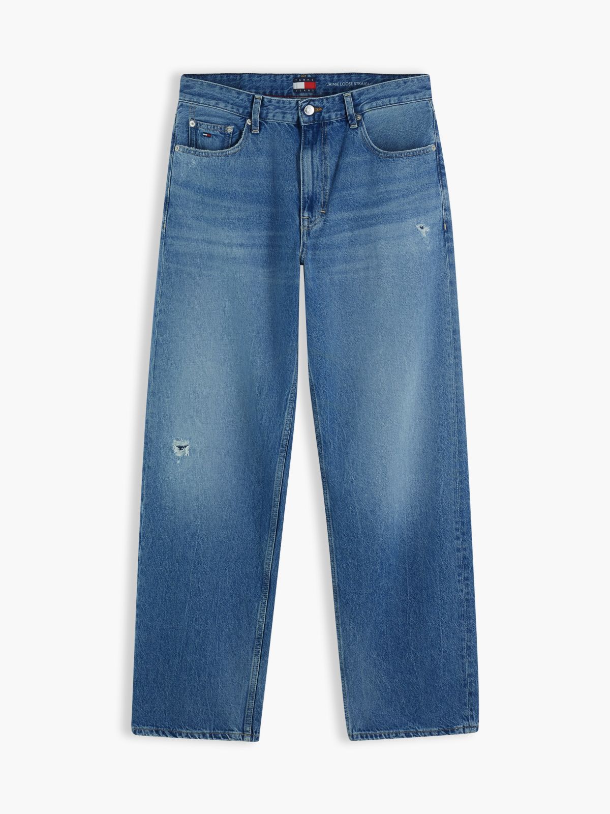 Tommy Jeans Distressed Loose Straight Jean — Medium Wash