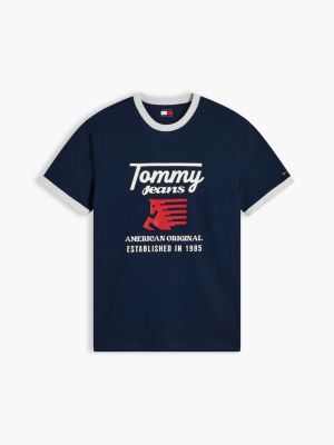 Мужская футболка Tommy Jeans Pegasus Logo Ringer, цвет: Тёмный синий — фото 5