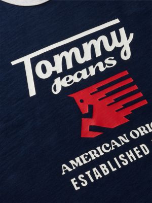 Мужская футболка Tommy Jeans Pegasus Logo Ringer, цвет: Тёмный синий — фото 6