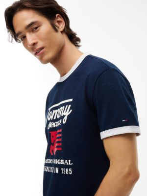 Мужская футболка Tommy Jeans Pegasus Logo Ringer, цвет: Тёмный синий — фото 3