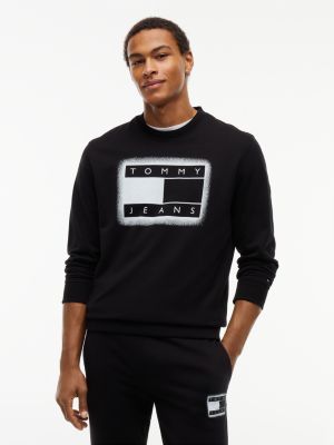 Tommy Jeans Spray Paint Flag Sweatshirt, Black