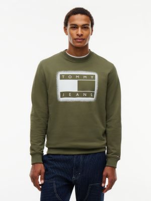 Tommy Hilfiger Men's Tommy Jeans Spray Paint Flag Sweatshirt - Dark Greenery - XXL