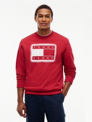 Tommy Jeans Spray Paint Flag Sweatshirt, Noble Cherry