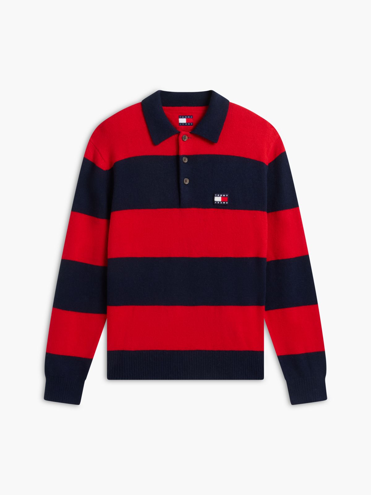 Tommy Jeans Rugby Stripe Sweater Polo — Scarlet Flare