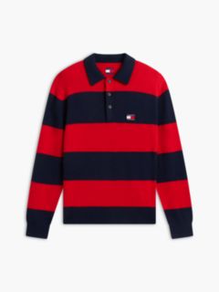 Tommy Jeans Rugby Stripe Sweater Polo — Scarlet Flare 5