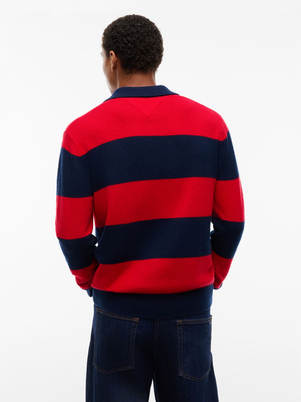 Tommy Jeans Rugby Stripe Sweater Polo — Scarlet Flare