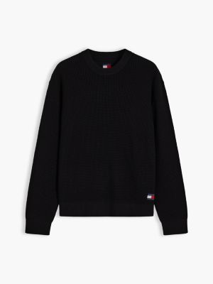 Мужской свитер Tommy Jeans Waffled Crewneck, цвет: Чёрный — фото 5