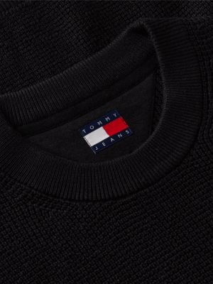 Мужской свитер Tommy Jeans Waffled Crewneck, цвет: Чёрный — фото 6