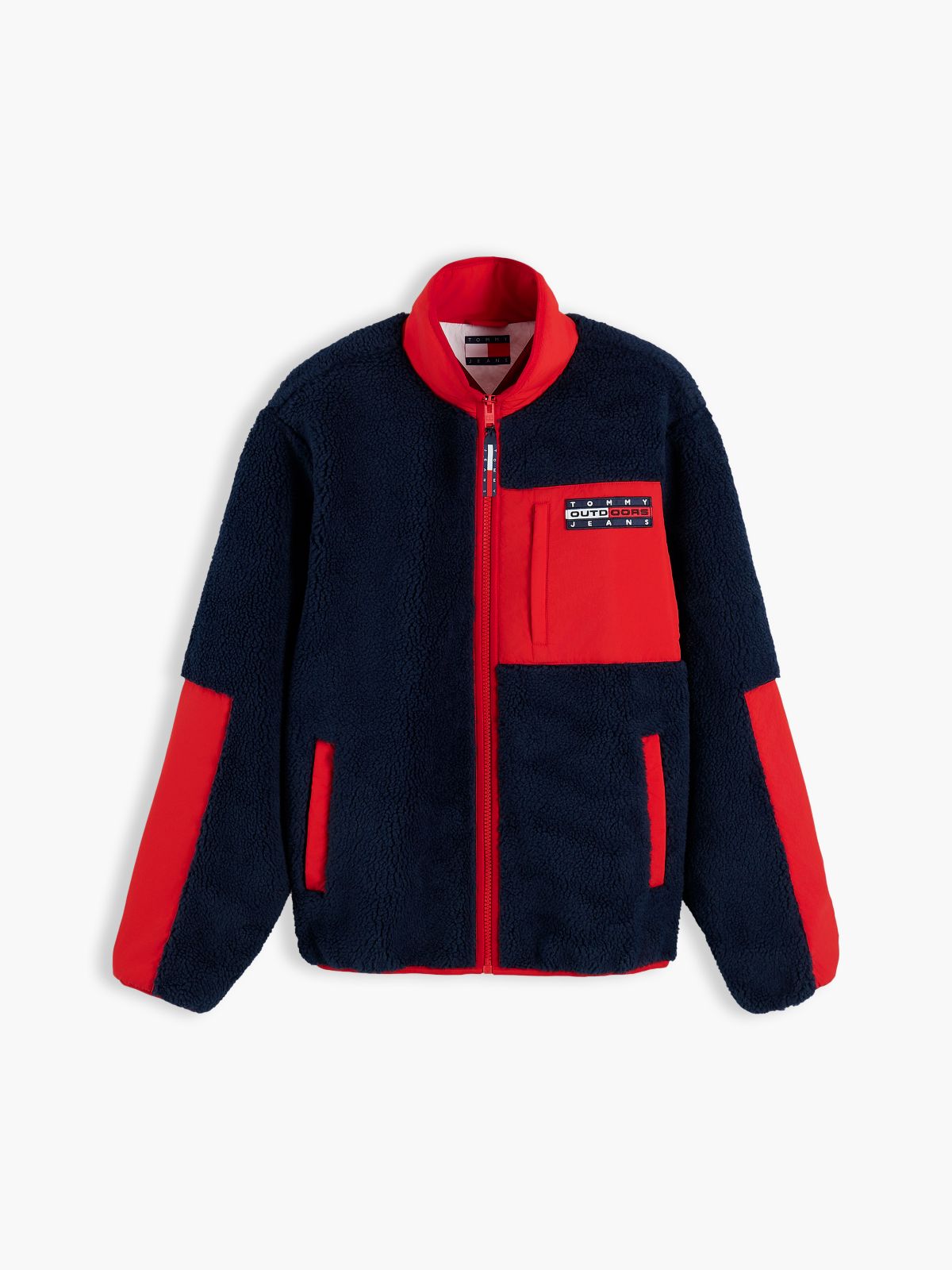 Tommy Jeans Flag Teddy Fleece Jacket — Dark Blue