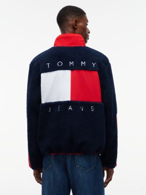 Мужская куртка Tommy Jeans Flag Teddy Fleece, цвет: Тёмный синий — фото 4