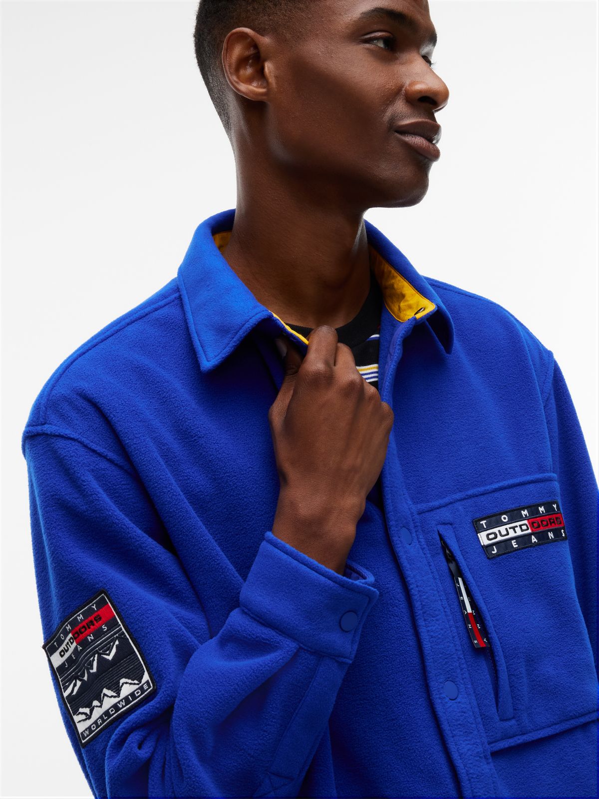 Tommy Jeans Logo Fleece Overshirt — Deep Marine