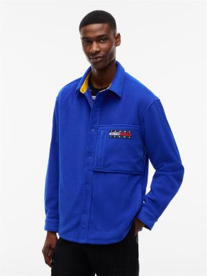 Tommy Jeans Logo Fleece Overshirt, Deep Marine