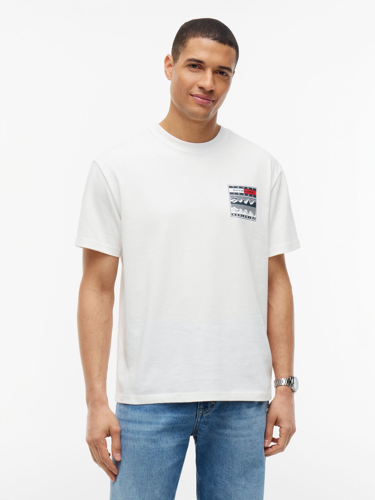 Tommy Jeans Relaxed Outdoor Logo T-Shirt — Ecru