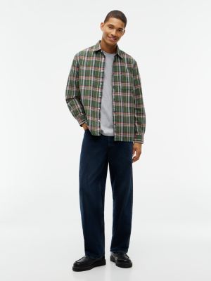 Мужская рубашка Tommy Jeans Overdyed Oxford, цвет: Бархатный зелёный / Клетчатый — фото 2