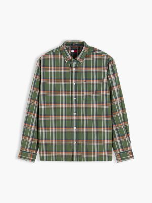 Мужская рубашка Tommy Jeans Overdyed Oxford, цвет: Бархатный зелёный / Клетчатый — фото 5