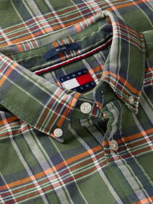 Мужская рубашка Tommy Jeans Overdyed Oxford, цвет: Бархатный зелёный / Клетчатый — фото 6