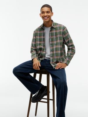 Мужская рубашка Tommy Jeans Overdyed Oxford, цвет: Бархатный зелёный / Клетчатый — фото 3