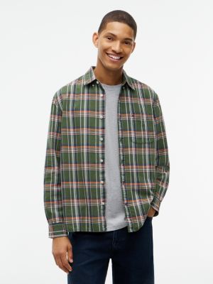 Мужская рубашка Tommy Jeans Overdyed Oxford, цвет: Бархатный зелёный / Клетчатый — фото 1