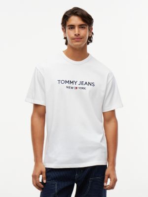 Tommy Hilfiger Men's Tommy Jeans Embroidered NY Logo T-Shirt - Ecru - S