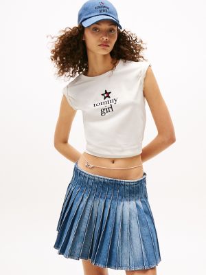 Tommy Girl Embroidered Star Logo T-Shirt, Ecru