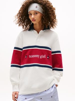 Tommy Girl Embroidered Star Rugby Polo, Ecru