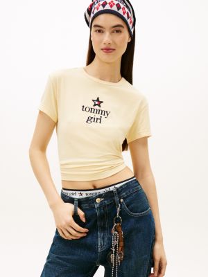 Tommy Girl Star Logo T-Shirt, Custard Cream