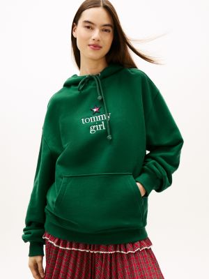 Tommy Girl Star Logo Fleece Hoodie, Ornamental Green