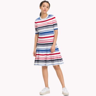 tommy hilfiger colorblocked fit & flare dress